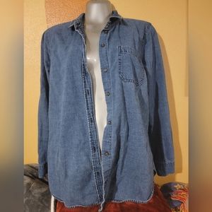 Old Navy | Button-Down Long Sleeve Denim-like Shirt | Color: Blue | Size: L